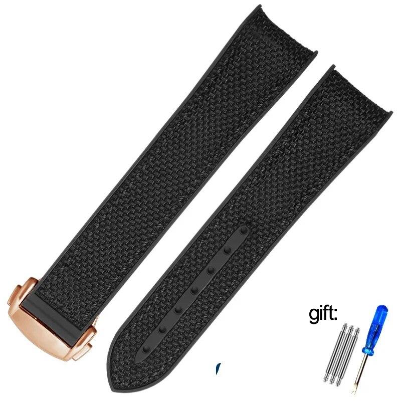20mm 22mm Rubber Nylon Silicone Watch Band For Omega GMT Planet Ocean Seamaster Diver 300 Curved End Orange Watch Strap