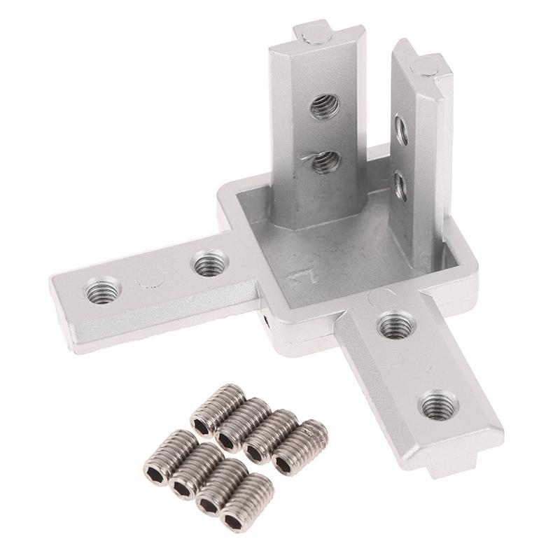 4Pack 3-Way End Corner Bracket Connector For T Slot 2020 3030 4040 Aluminum Extrusion Profile 3-Dimensional Bracket Parts