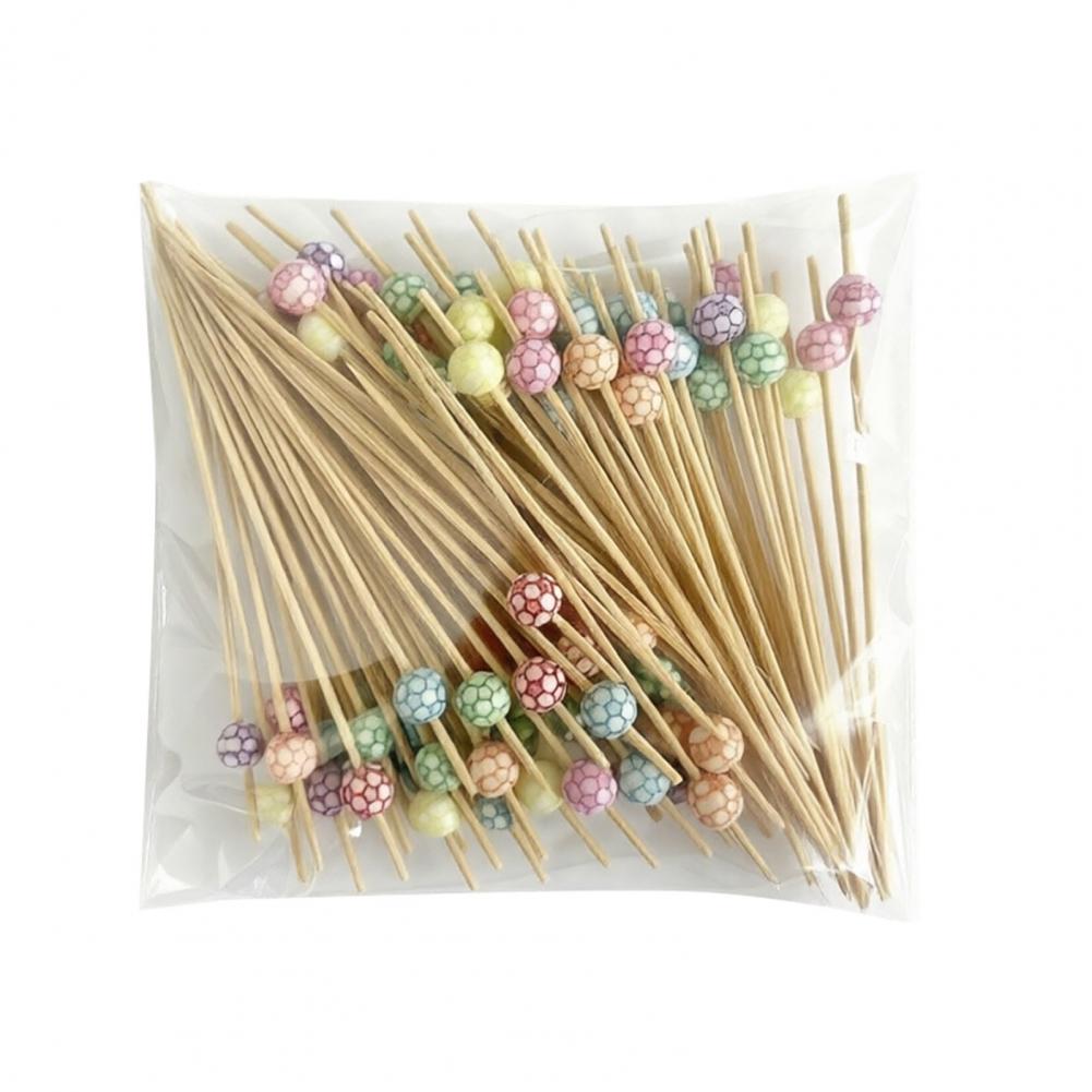 Eco Toothpicks 100 Pcs Baseball Toothpicks Decorative Bamboo Food Picks 4.7 Inch Party Appetizer Skewers for Bbq Desserts Party