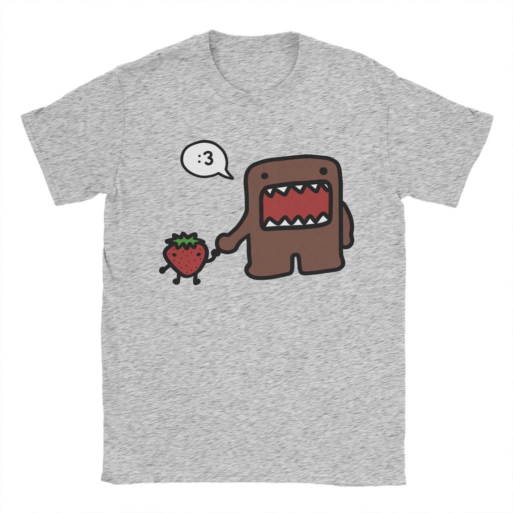Уличная футболка Domo Kun Хлопковые футболки Хипстерская футболка для мужчин Пляжная Y2K Базовая принтованная одежда с коротким рукавом