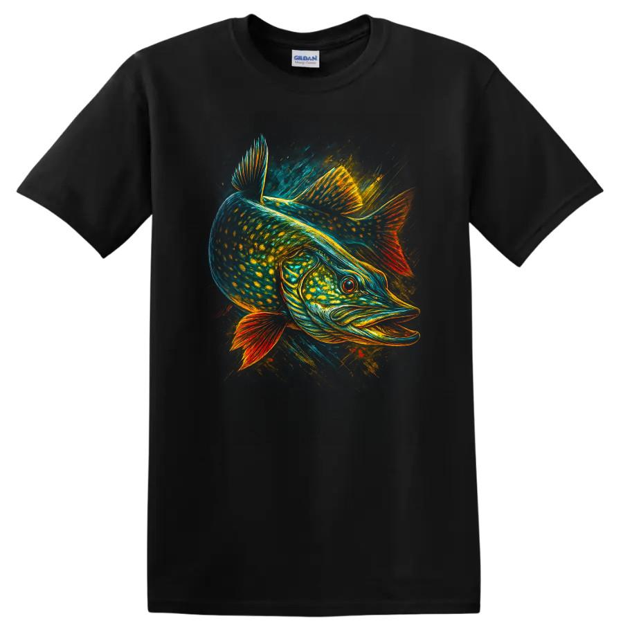 Fish Graphic Art T Shirt Fishing Style Design Colorful Tee Fishing Lover