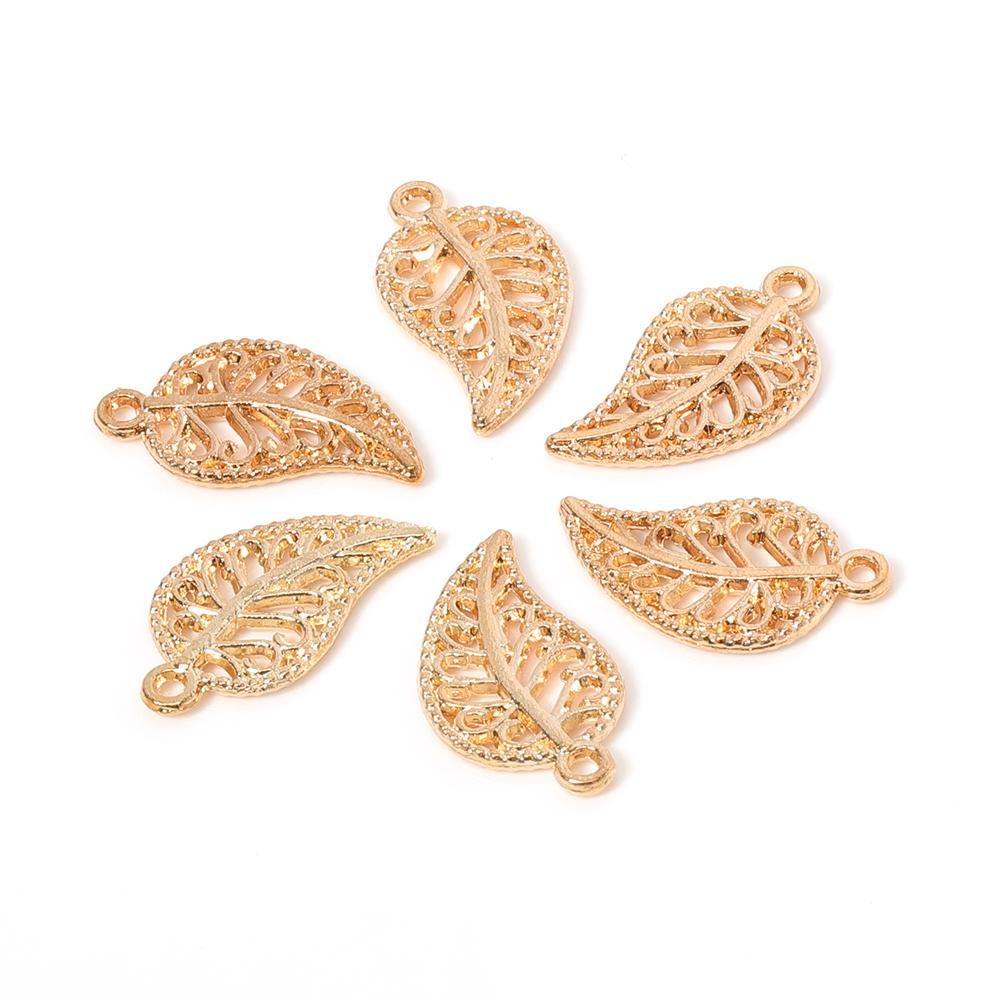 50pcs 17x9mm Tree Leaf Charms Pendants Small Metal Leaf Pendants for Bracelet Accessories Jewelry Findings Making Wholesale DIY
