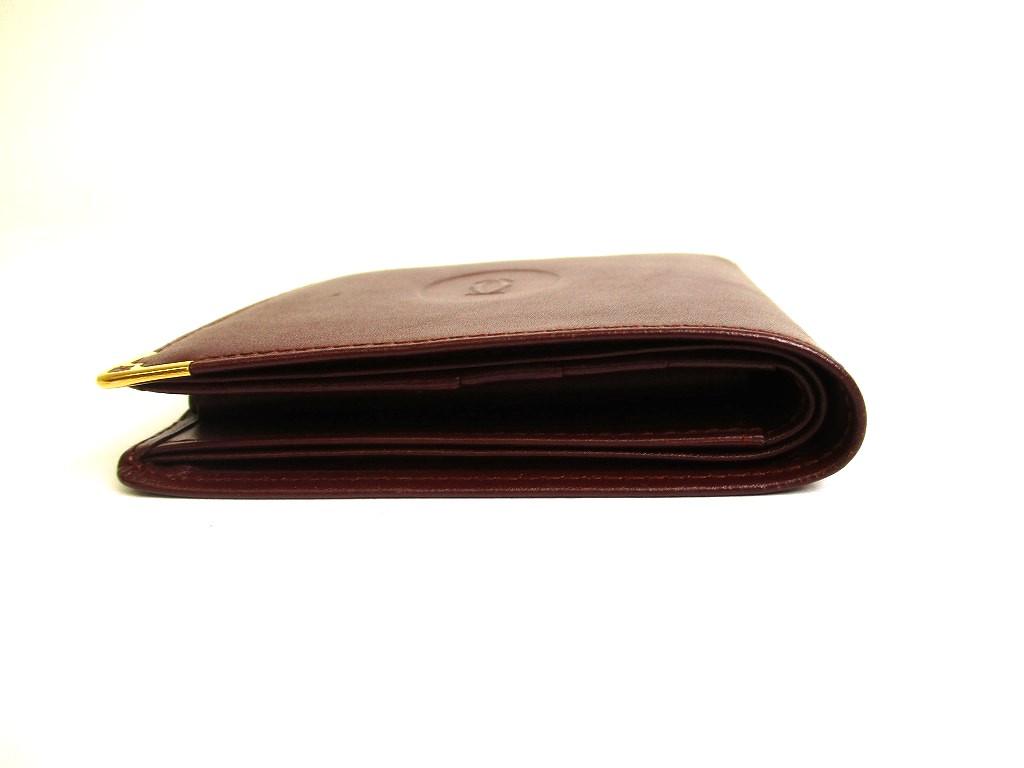 Оригинальный кошелек-портмоне Cartier Must de Cartier из бордовой кожи, двустворчатый, #a853, Открытая коробка