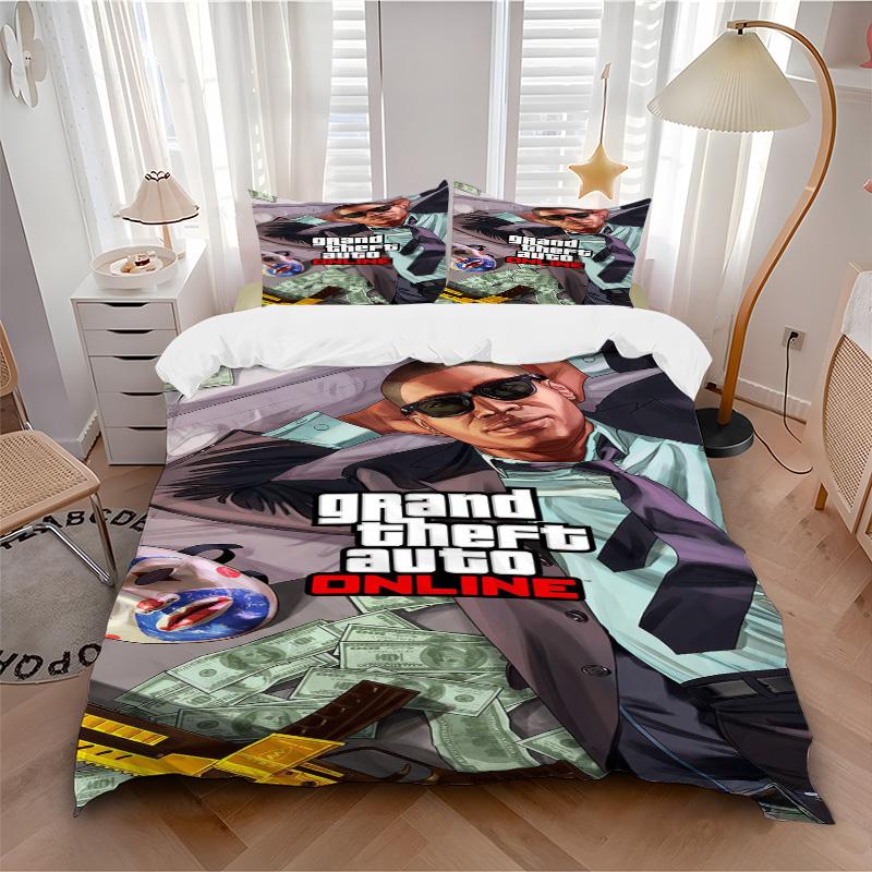 Gta Online Bedding 3 Piece Set Hd Print Duvet Cover Pillowcases For Teens Adult Bedroom Decoration Christmas Gift C9211779