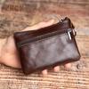 Мини-портмоне из натуральной кожи, маленький кошелек для мужчин и женщин, коричневый, винтажный, Повседневный, маленькая сумка для кредитных карт, карман на молнии, сумка для ключей NASVA