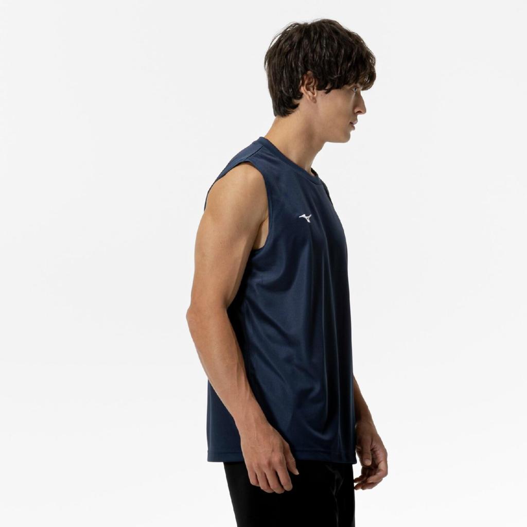 Mizuno Майка для тренировок NaviDry, Топ, Футболка без рукавов, Влагоотводящая, Быстросохнущая, Нижнее белье, 32MAC199, Темно-синий/Белый