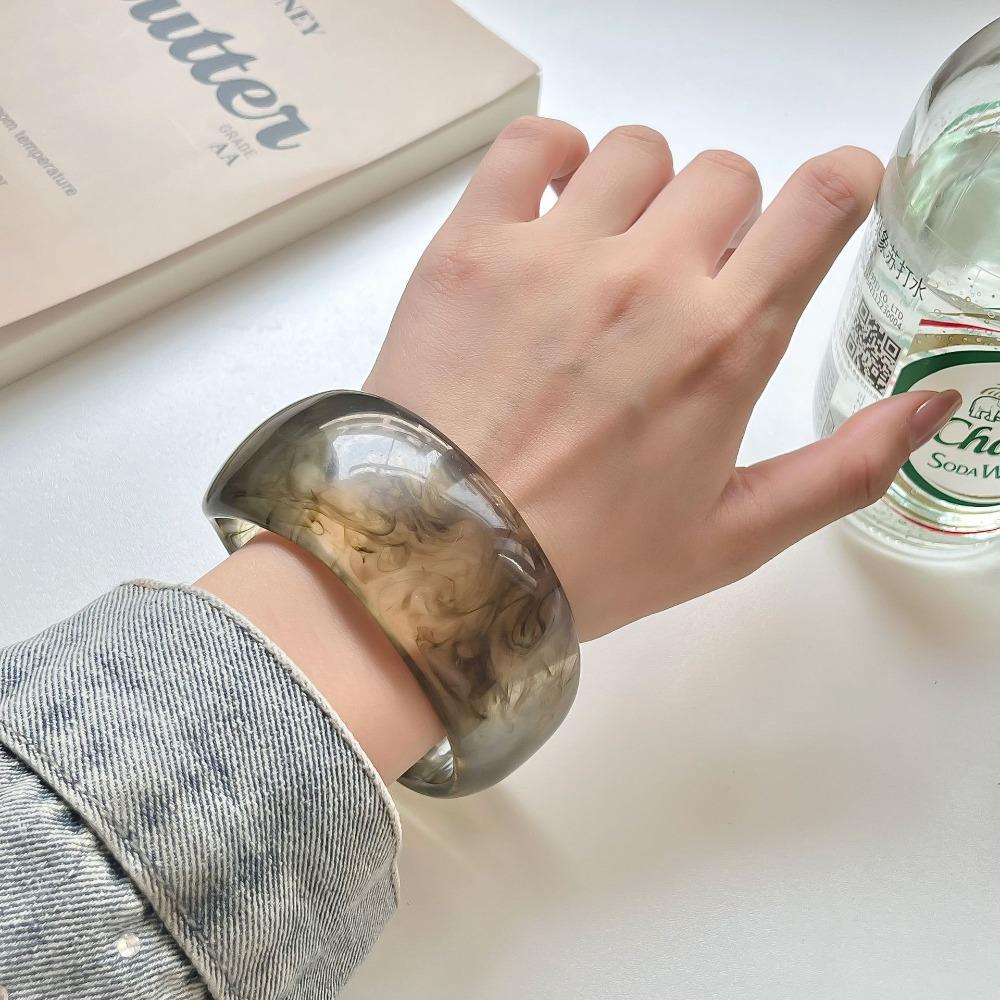 Bohemian Acrylic Bangle Shiny Transparent  Hand Ring Simple Irregular Wide Bracelet  Girls