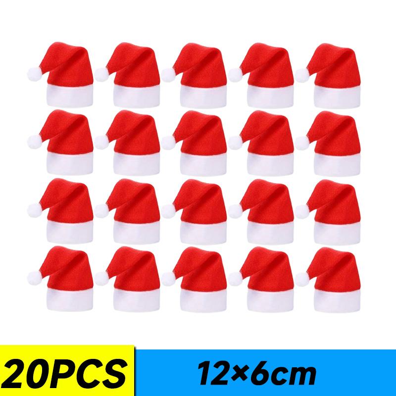 100 шт. рождественских шляп для украшения посуды, рождественская шляпа для семейной вечеринки, маленькая рождественская шляпа, держатель для вилки и ножа, сумка для новогодних подарков