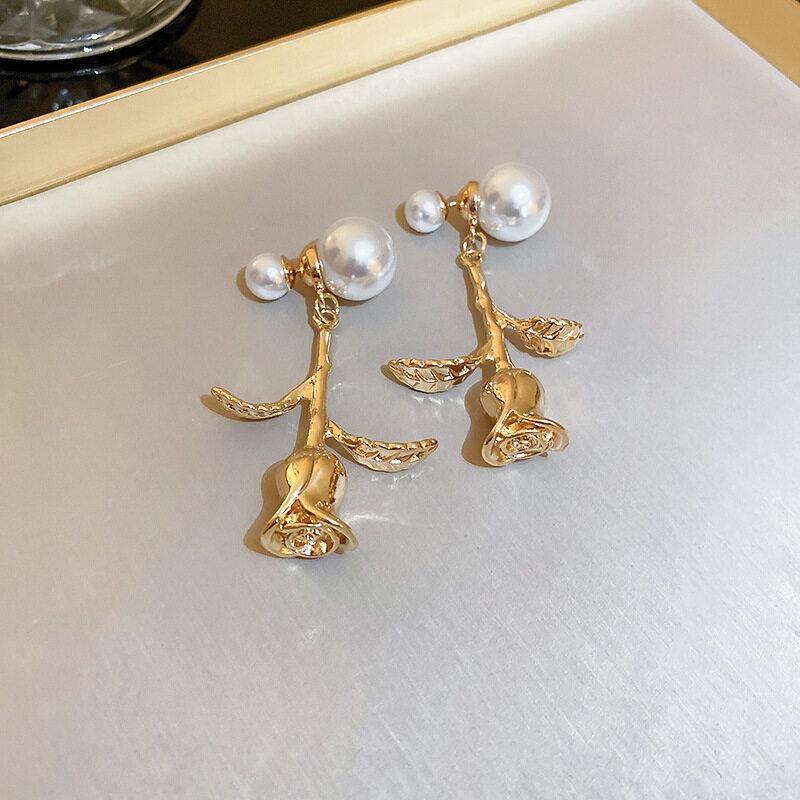 Двусторонние серьги из искусственного жемчуга с цирконием, элегантные модные женские серьги с блестящим кристаллом, искусственный жемчуг, серьги ручной работы, вечерние ювелирные изделия, подарок