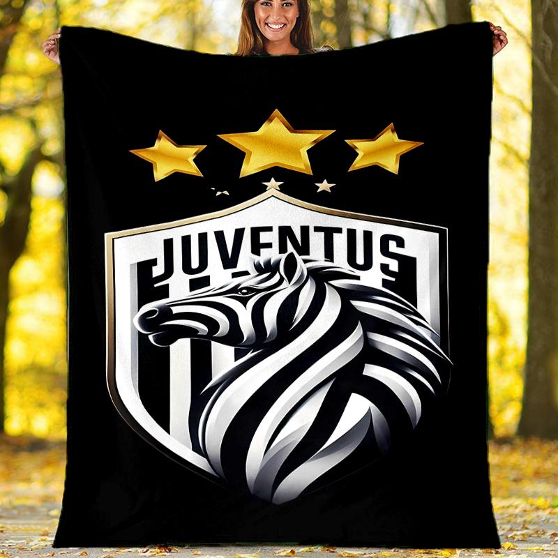 Juventus FC logo printed throw blanket—soft,warm;versatile blanket for all seasons—perfect as &air-conditioning throw,nap blanket