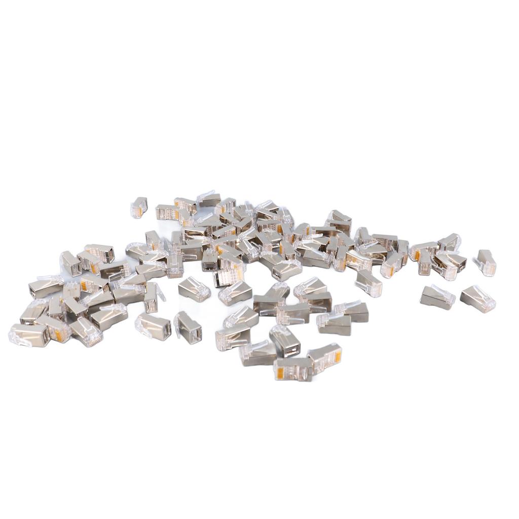 100 шт. CAT6 RJ45 металлический экранированный разъем безопасный надежный сетевой экранированный RJ45 коннектор комплект