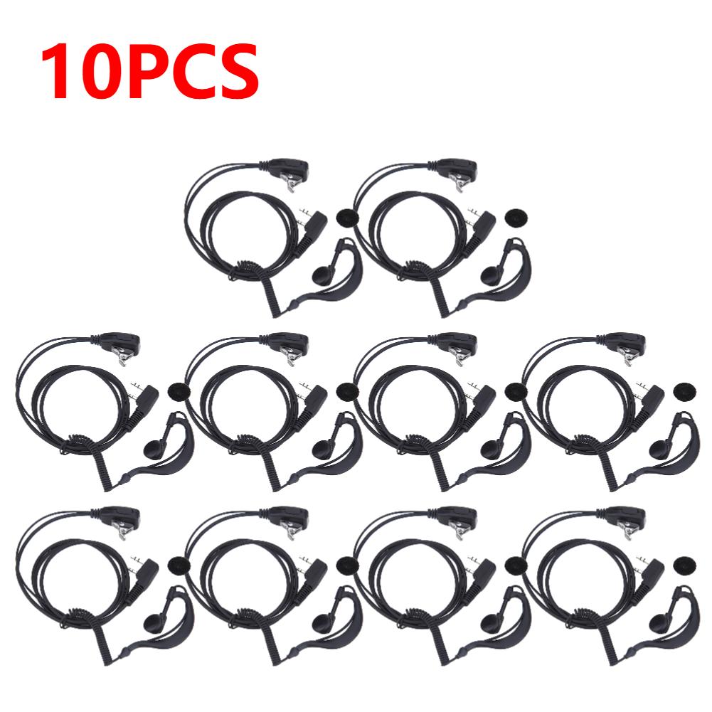 10-1pcs 2 PIN PTT MIC Interphone Earphone Earpiece Walkie Talkie Headset with Microphone for Baofeng UV5R BF-480/490/320/V6