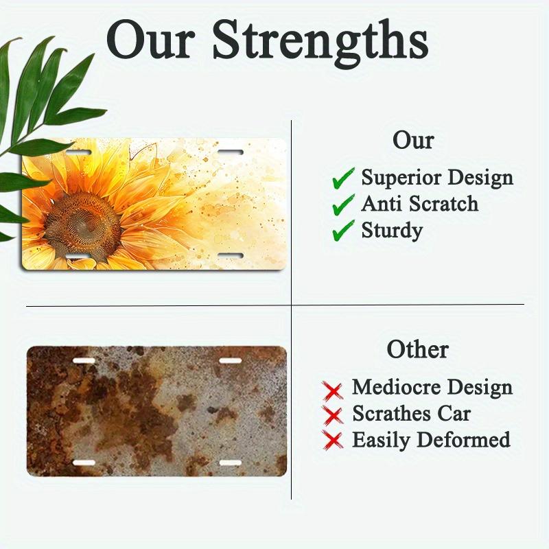 Номерной знак D Flat Sunflower Декоративная крышка номерного знака Автомобильный декоративный аксессуар (xcm) Только для декоративного использования
