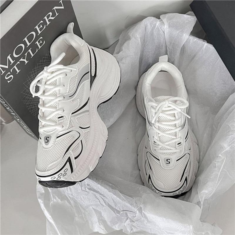 Женские модные кроссовки на толстой платформе, осень 2024 г., новые туфли на платформе с дышащей сеткой для женщин, нескользящие туфли с толстой подошвой