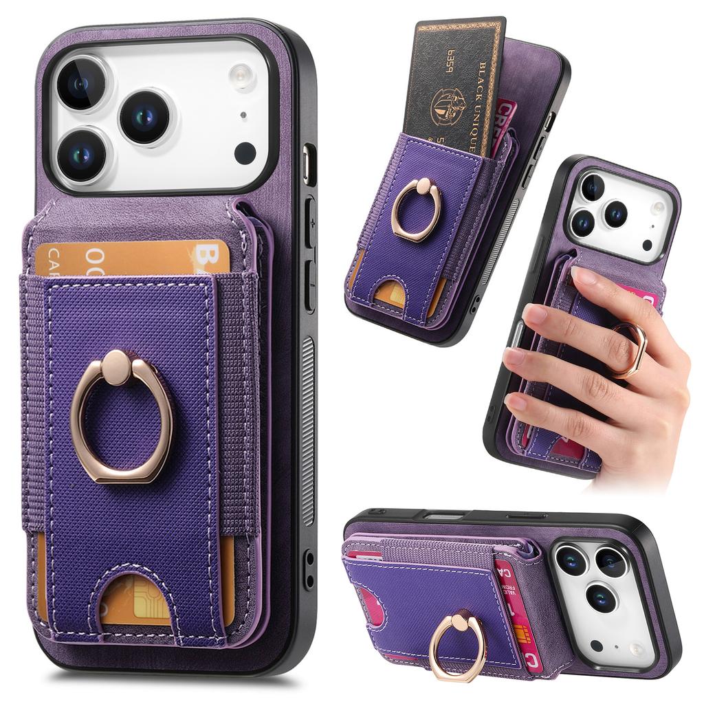 For iPhone 17 Pro Case Compatible with MagSafe Leather Back Cover with Detachable Card Holder Kickstand