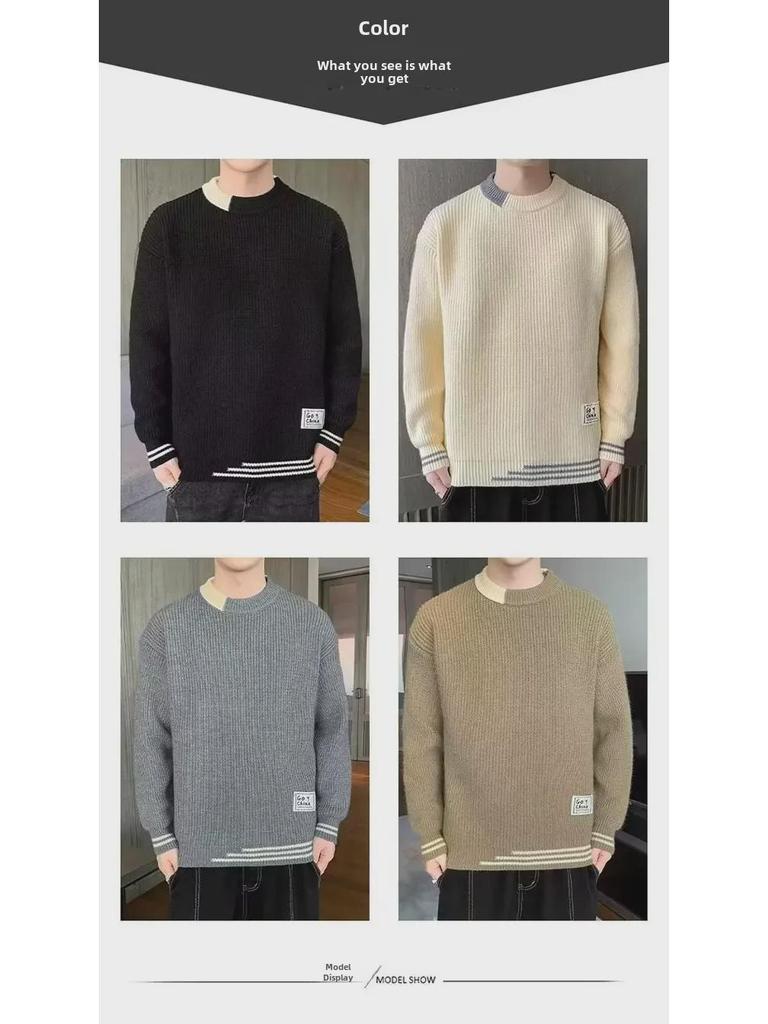 Men's Trendy Half-High Collar Sweater - Warm, Thick, Loose Fit for Autumn/Winter