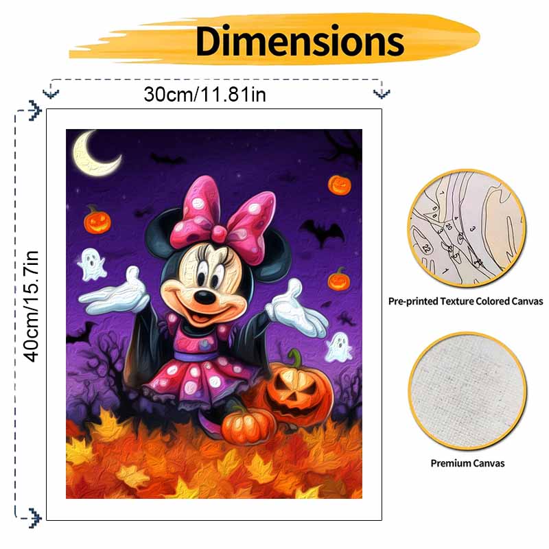 Disney Minnie Mouse Halloween Oil Paint by Numbers Art Kit Handmade Painting Home Decor Gift