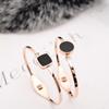 316L Stainless Steel Black Chain Zircon Square Cube Bracelets Party Gift For Women Fashion Jewelry