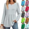 Women's Casual Fashion Long Sleeve Shirt Solid Color Tunic Top