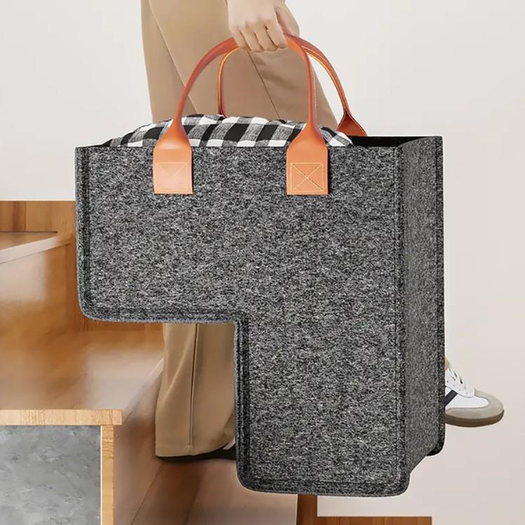 Portable Large Capacity Felt Storage Basket for Wardrobe and Dormitory Organization