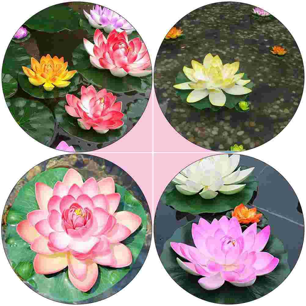 6 шт. искусственный лотос фиолетовый имитация водяной лилии оранжевый яркий декоративный имитация EVA реквизит для танцев синий