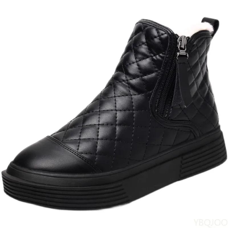 Модные универсальные толстые зимние сапоги женские осень зима новые на мягкой подошве теплые нескользящие женские ботинки удобная обувь