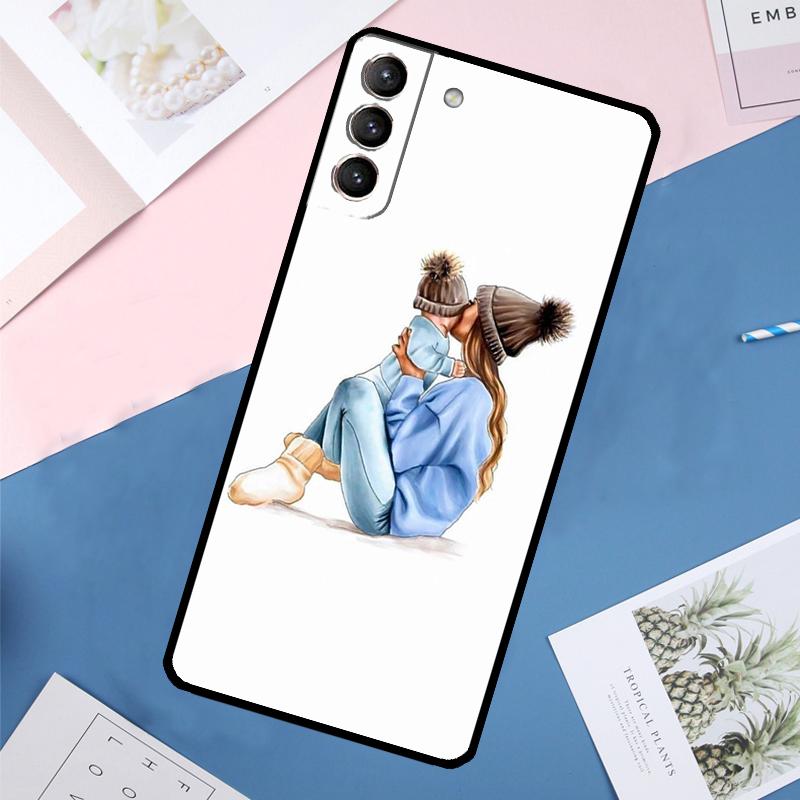 Мама Дочь Девочка Сын Папа Чехол Для Samsung Galaxy S23 S22 S24 Ultra Note 20 S20 S21 FE S9 S10 Note 10 Plus Задняя Крышка