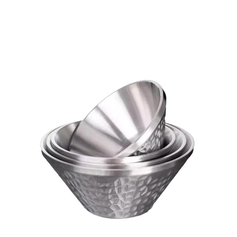 KANGMO Hammered V-shaped 304 Stainless Steel Serving Bowl