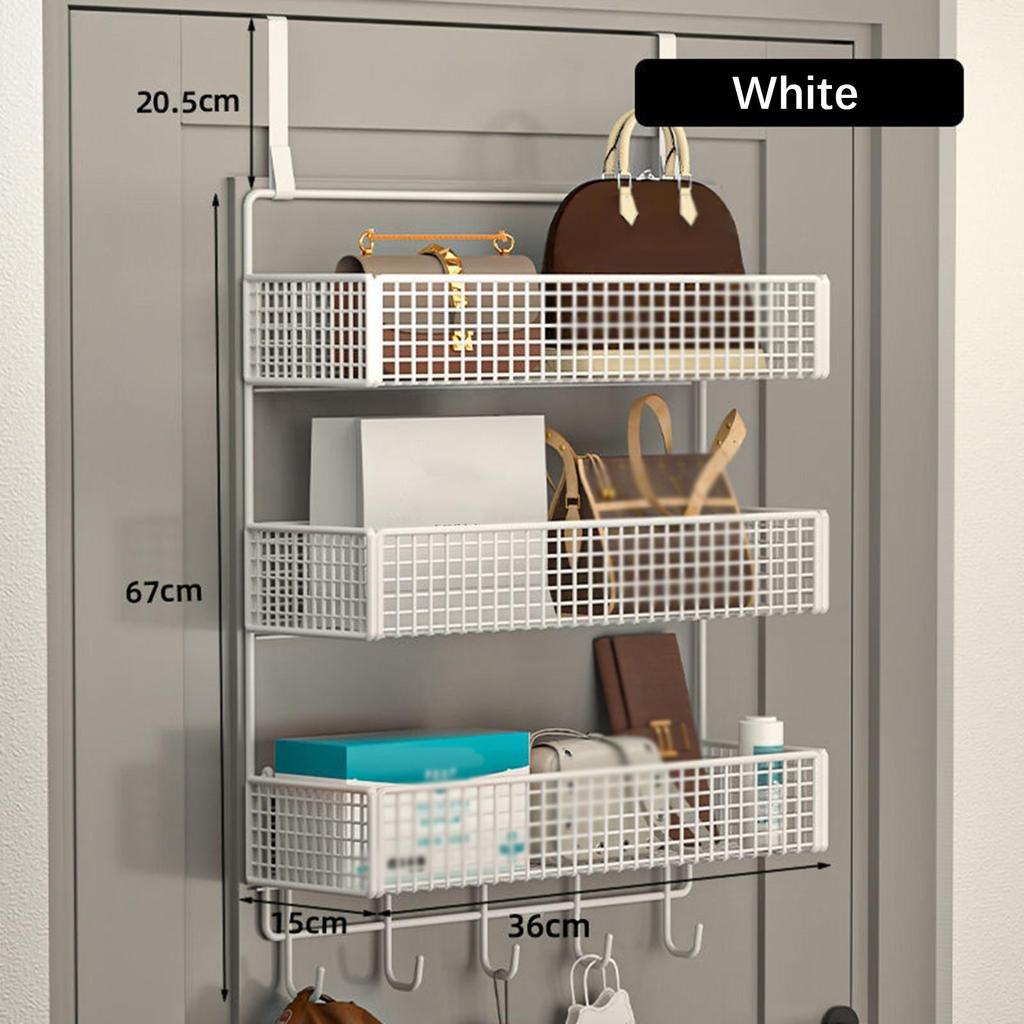 over The Door Organizer 3 Tier Hanging Storage Rack Home Decor Large Capacity Hanging Basket Wall Mounted Shelf for Bedroom