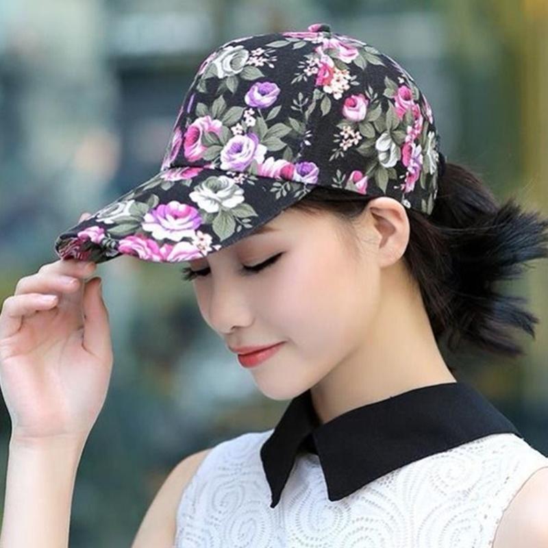 Fashion Women's Summer Cap Floral Print Trucker Hat Outdoor Streetwear Cap Female Baseball Cap With Flowers And Plants Design