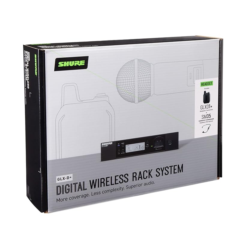 Беспроводная гарнитура с приемником полустойки SHURE GLX-D14R+/SM35 Беспроводная гарнитура SM35 с приемником полустойки/передатчиком на поясе/2,4 ГГц