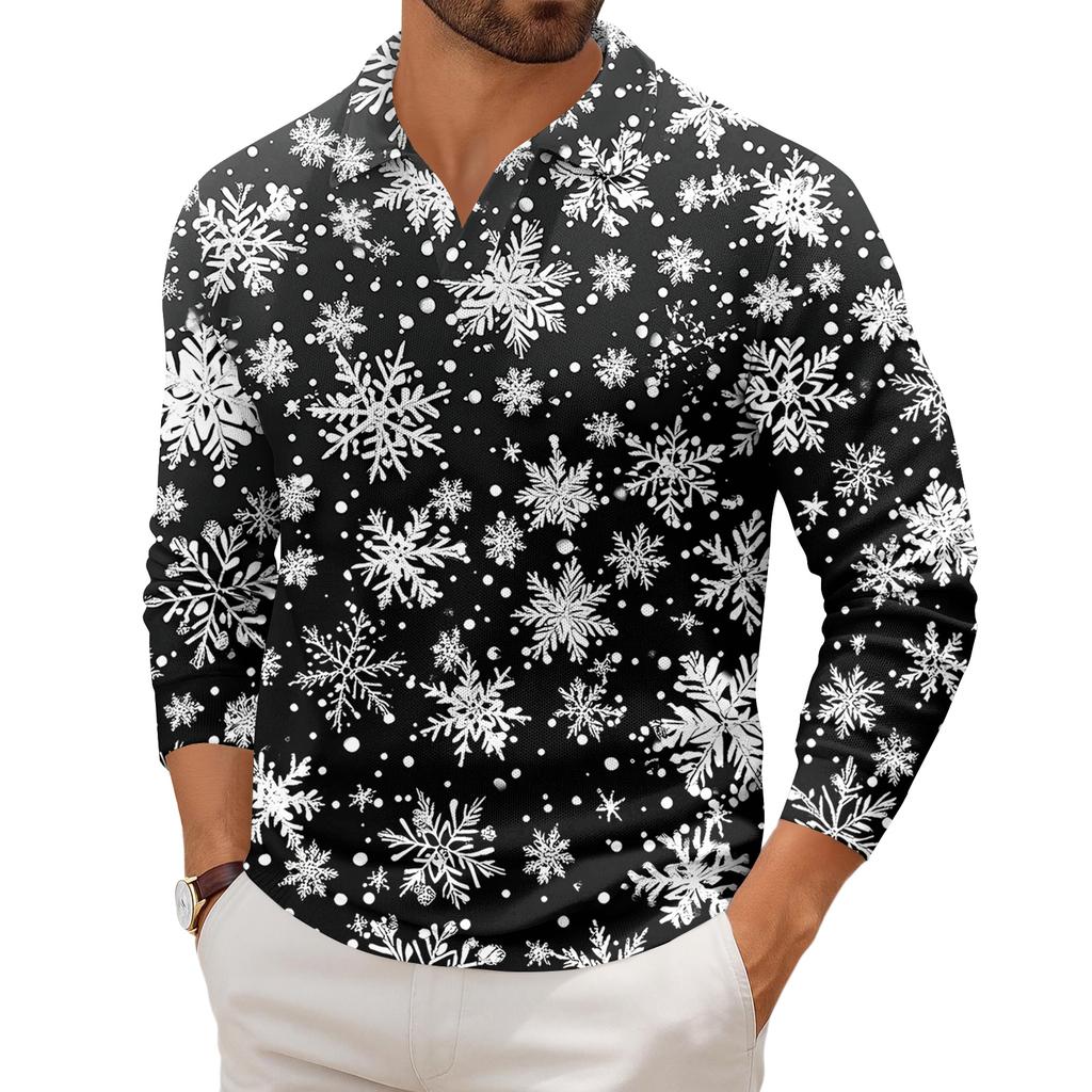 Men's Casual Collared Long-Sleeve Knit Base Layer Top
