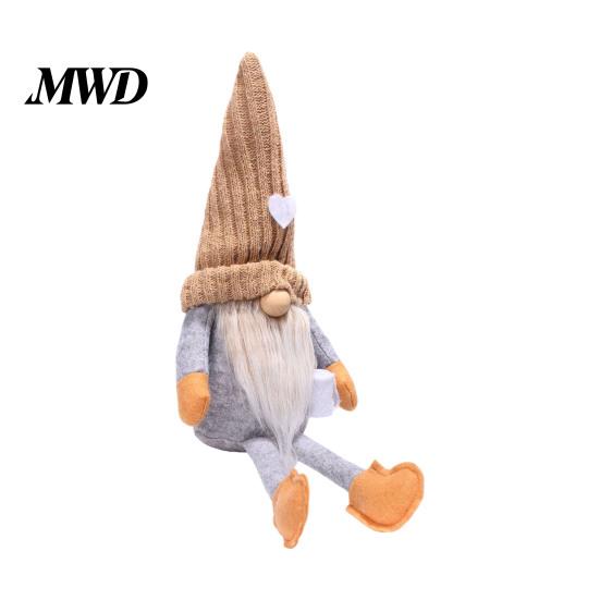Neutral Home Accents for Living Room Christmas Gnome Plush Decoration with Long Legs, Faceless Handmade Fabric Dolls Doll Figurines, Sitting