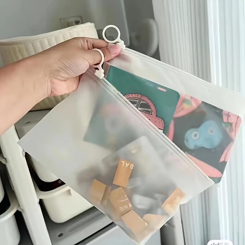 10PC/Bags Clear Zippered Storage Bags Stationery Reusable Bags Durable Storage Solution For Bathroom Socks Plastic Jewelry 3 Sizes