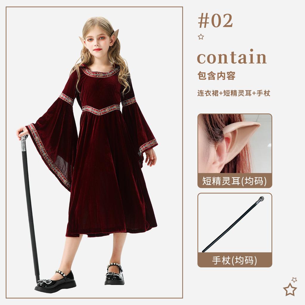 Halloween Children's Costume Vintage Court Children's Costume Witch Little Red Riding Hood Medieval Renaissance Dress
