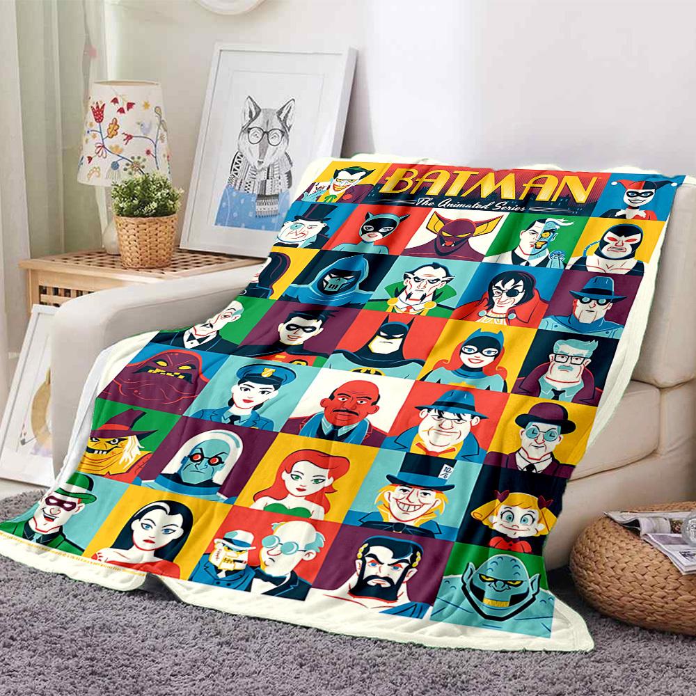 1pc Batman Animated Characters Flannel Throw Blanket Lightweight Soft Warm All Season Blanket for Sofa, Bed, Travel,L1028104