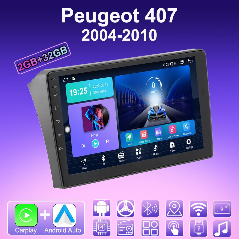 2 DIN Android Carplay автомобильное радио для Peugeot 407 2004-2010 мультимедийный проигрыватель головное устройство стерео GPS навигация BT WIFI 2+32 ГБ