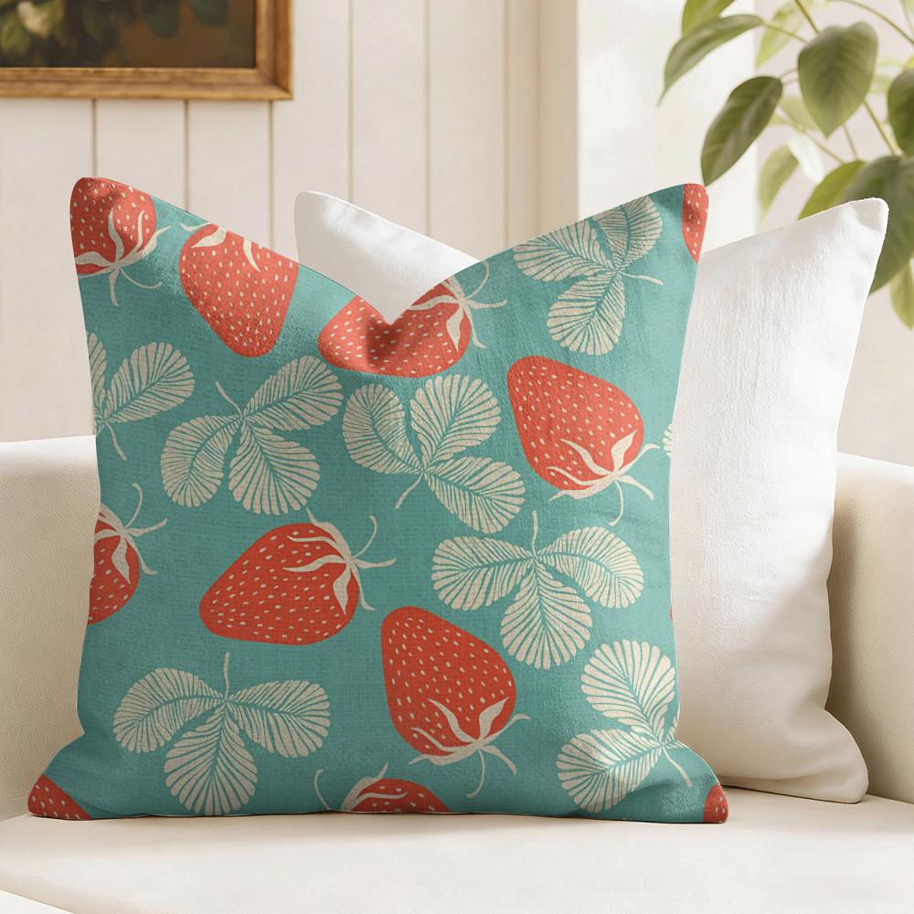Strawberry Pattern Cushion Cover Natural Linen Pillow Cover DoubleSided Print Cushion Cover for Sofa Home Decor