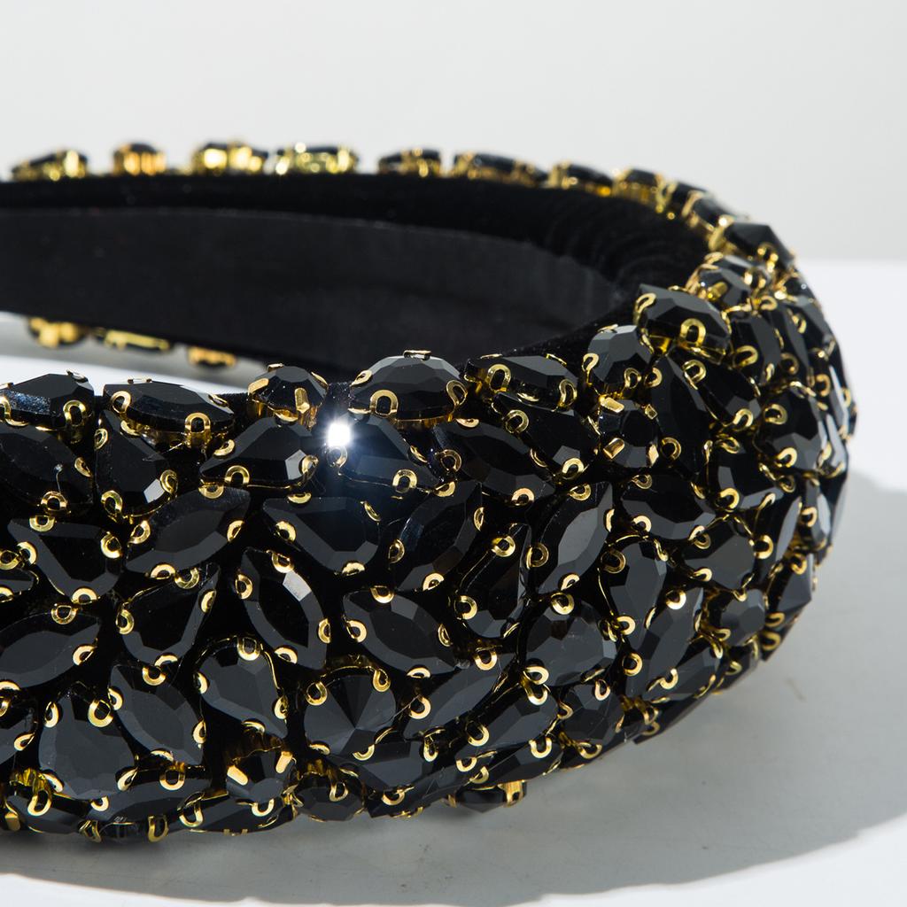 Роскошный Тяжелая Промышленность Полный Бриллиант Обруч для Волос Барокко Бархат Губка Аксессуары для Волос Женский Блестящий Вечерний Ободок для Волос Повязка на Голову Обруч