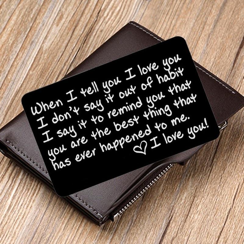 Engraved I Love You Wallet Card - Wallet Insert -Groom Gift Husband Gift Anniversary Gift