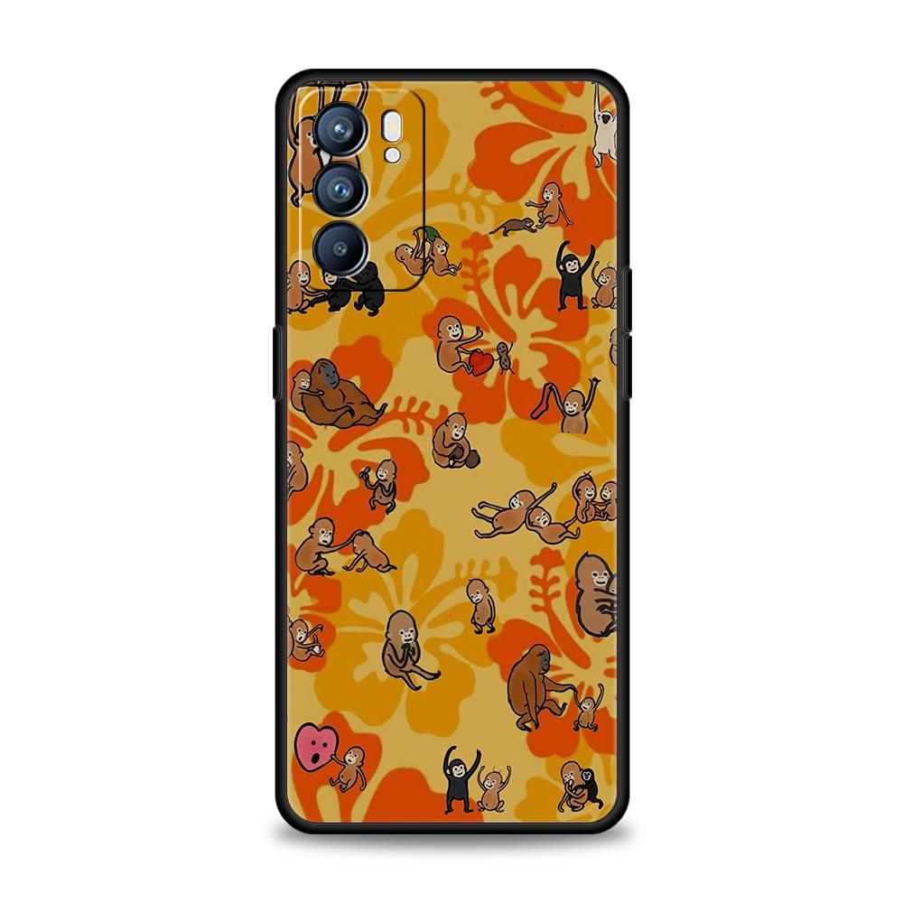 Чехол для телефона с обезьяной и бананом для Oppo A17 A31 A54 A57 A78 A79 A98 Find X5 X6 Reno 6 7 8 10 11 12 13 F Pro 5G Мягкий ТПУ Чехол Сумки