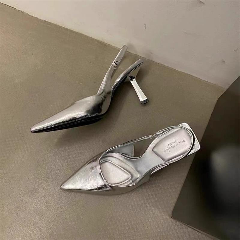 Сексуальные королевские сестры леопардовый принт остроносые туфли на высоком каблуке женские 2024 лето новые французский темперамент тонкий каблук туфли с закрытым носком сандалии