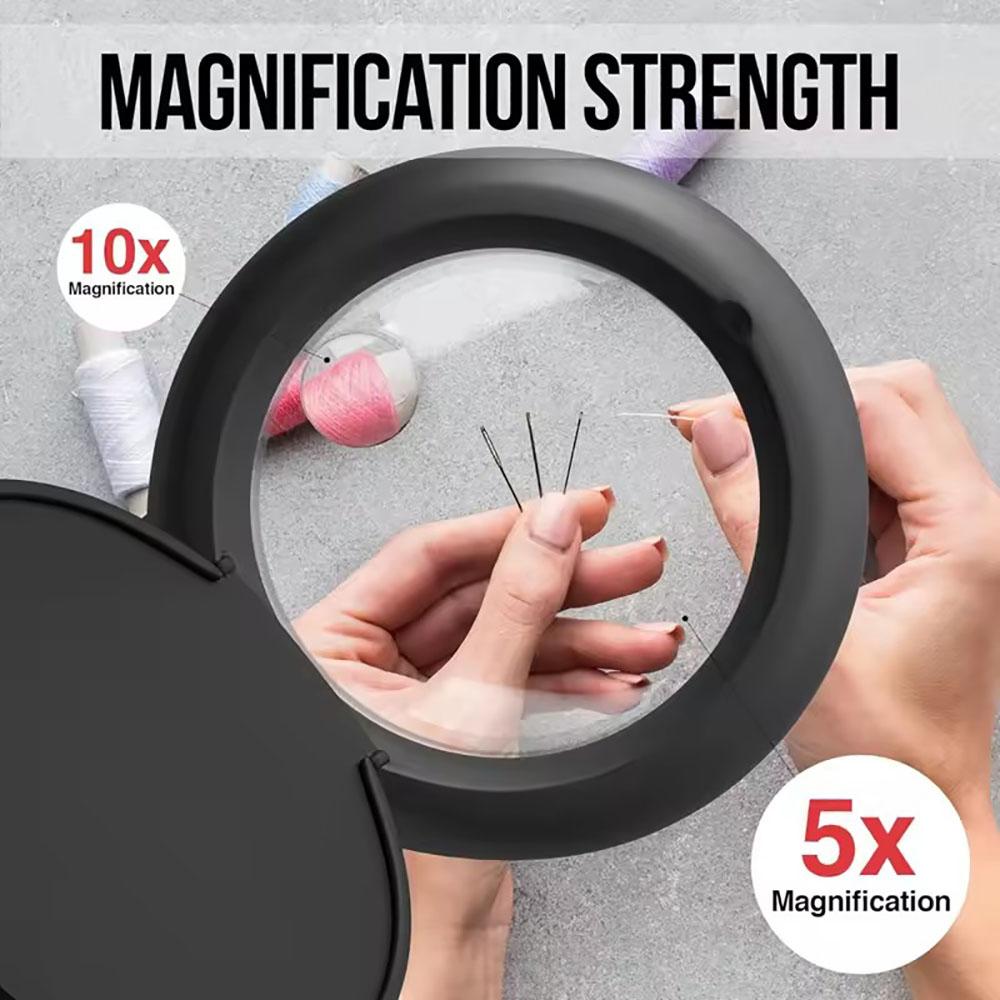 5X 10X Magnifier with 40 LED Lights, High Vision Illuminated Magnifier Lamp, Desk Lamp for Reading and Closing Work