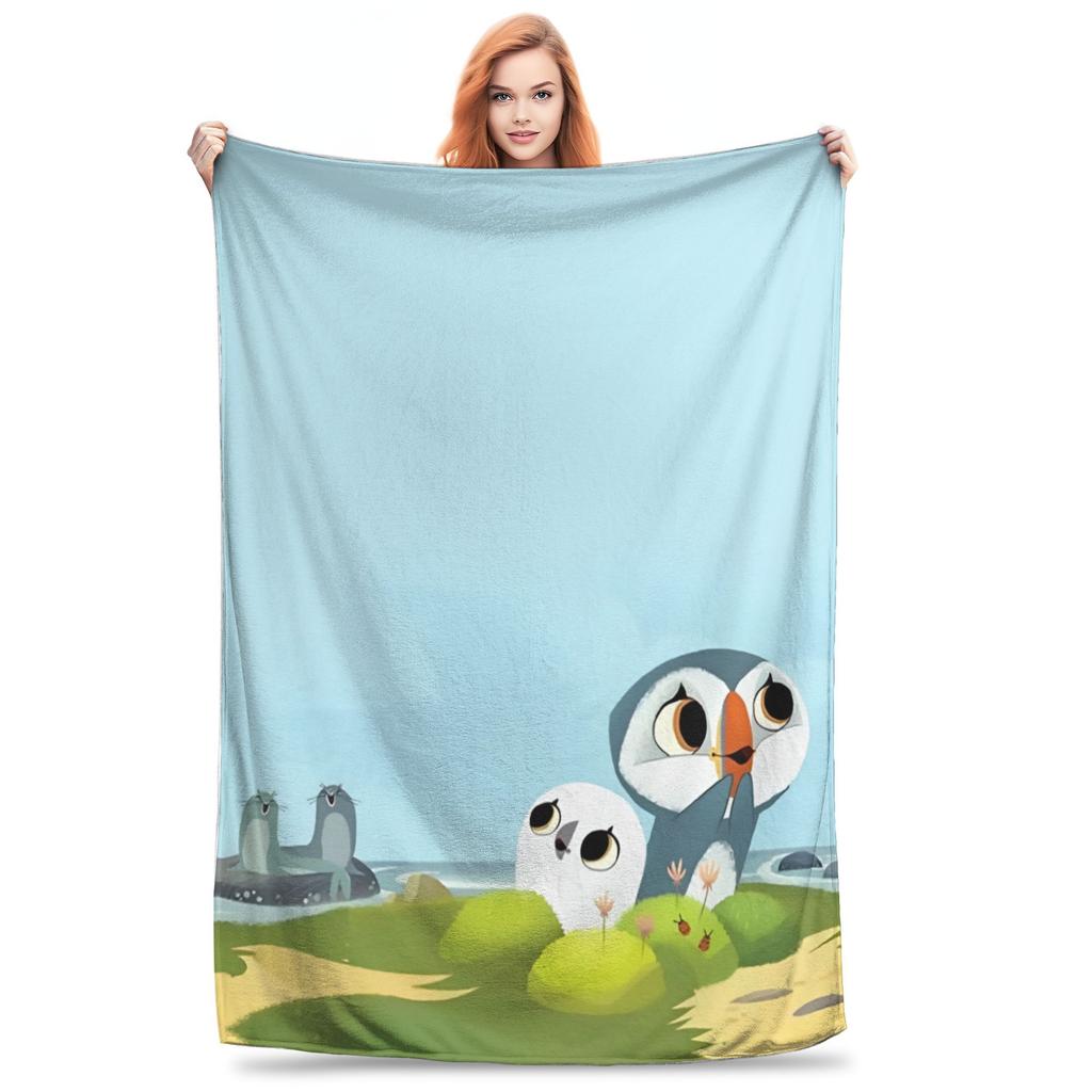 Puffin Rock Cartoon   Flannel Blanket  Awesome Throw Blanket for Bed Sofa Couch 200x150cm Rug Piece