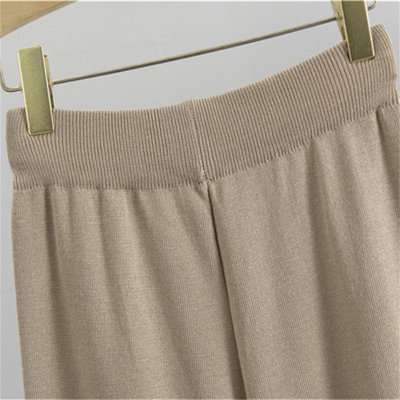 Women's Knitted Wide Leg Pants Sweater Suit Autumn And Winter Loose And Fashionable Two Piece Set