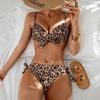 Металлическая кольцевая форма-чашка, Новый сборный купальник-бикини, Женский купальник с леопардовым принтом, Популярный купальник.