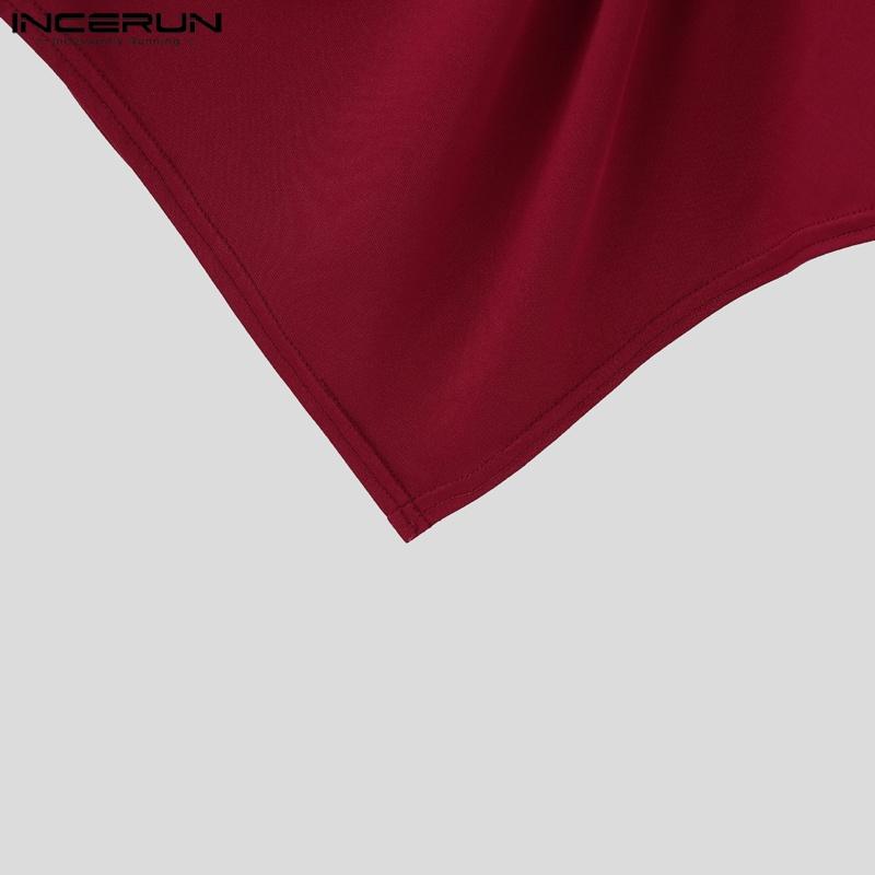 INCERUN Spring Men Long Sleeve Irregular Twisted Casual Fitted T-Shirts Tops Undershirts