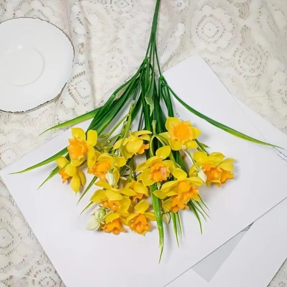 10 головок искусственных нарциссов желтых DIY цветочные нарциссы искусственные цветы реалистичные мягкие домашний декор подарок на День святого Валентина