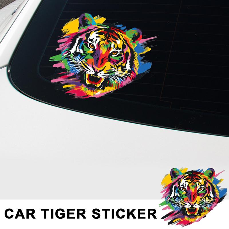 Наклейка на бампер тигра, автомобильные наклейки, водонепроницаемая наклейка тигра леопарда для автомобиля, красочные наклейки с изображением головы животного для транспортных средств