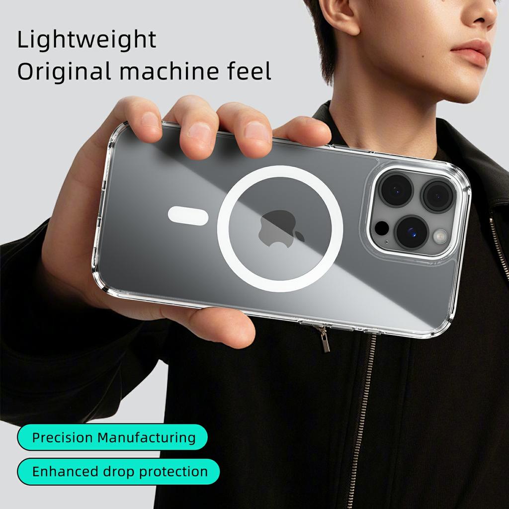 Для чехла iPhone 16 Pro Max, совместимого с MagSafe, прозрачная задняя крышка из ТПУ и ПК, устойчивая к царапинам